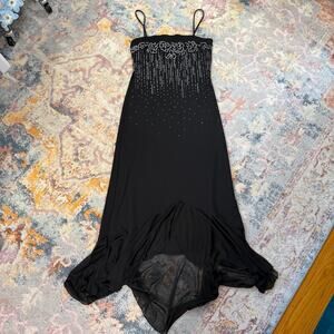 Vintage Y2K black and white beaded midi dress